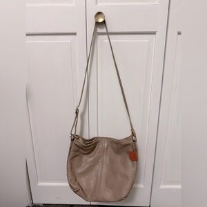 SAS Beige Leather Hand Stitched Purse Made in USA